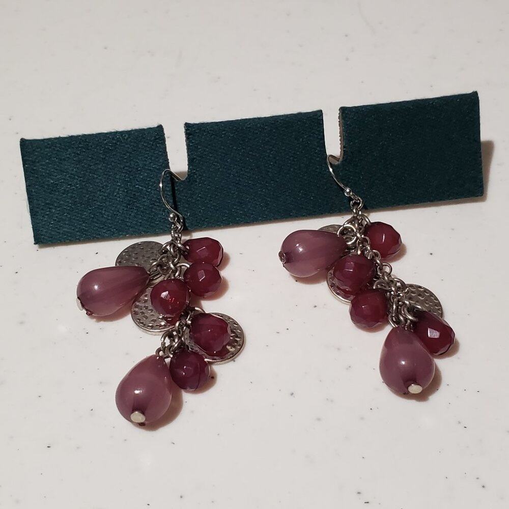 Unbranded Fuchsia Beaded Necklace Earring Costume Jewelry Set - Picture 9 of 11